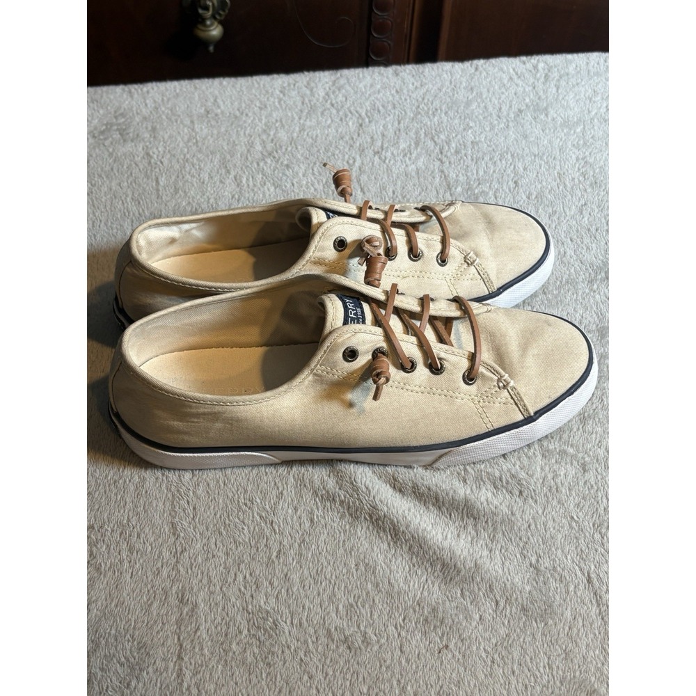 Sperry Crest Vibe Women Oatmeal Beige Canvas Slip On Sneakers STS81137 - Picture 2 of 11